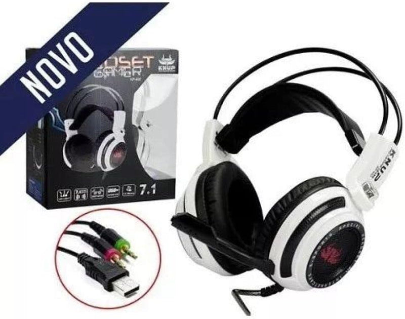 Headset Gamer Fone com Microfone 7.1 Plug P2/P3 – Knup Kp-400